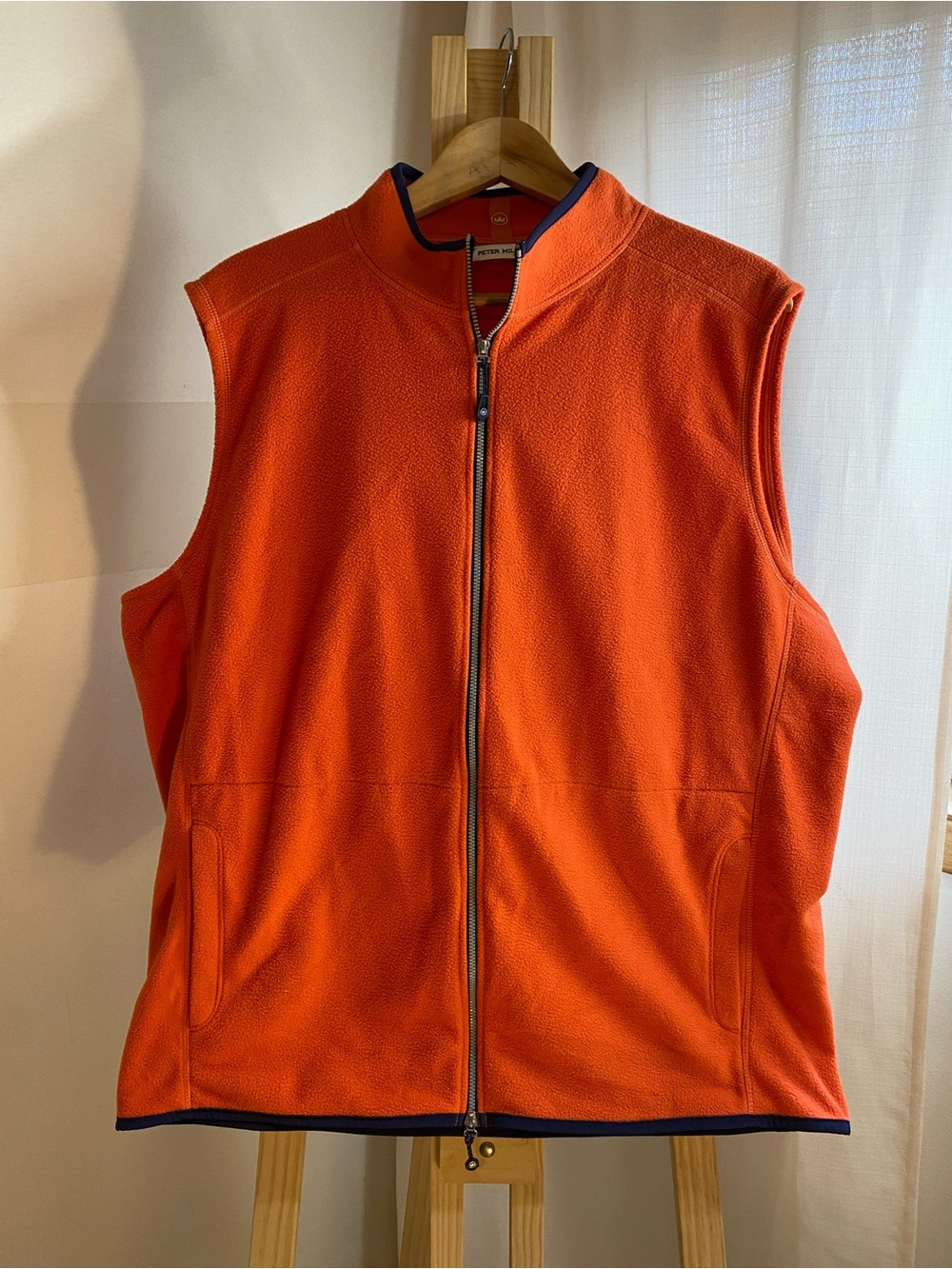 Peter Millar Crown Sport Men’s XL Orange Fleece Full Zip Vest